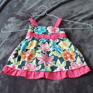 Dress with colorful flowers and pink bottom